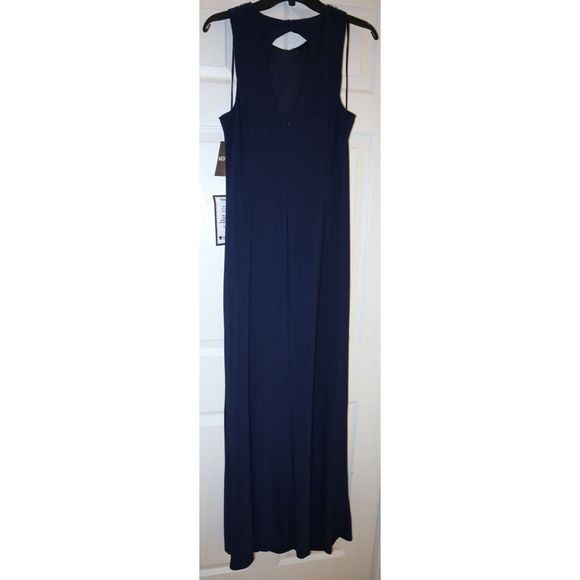 MSK 93900363L Sz 16 Navy Style Setter Embellished Front-Slit Evening Gown $129 - Picture 2 of 12